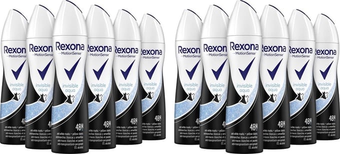 Rexona Deospray - Invisible Aqua 150 ml - Voordeelverpakking 12 stuks