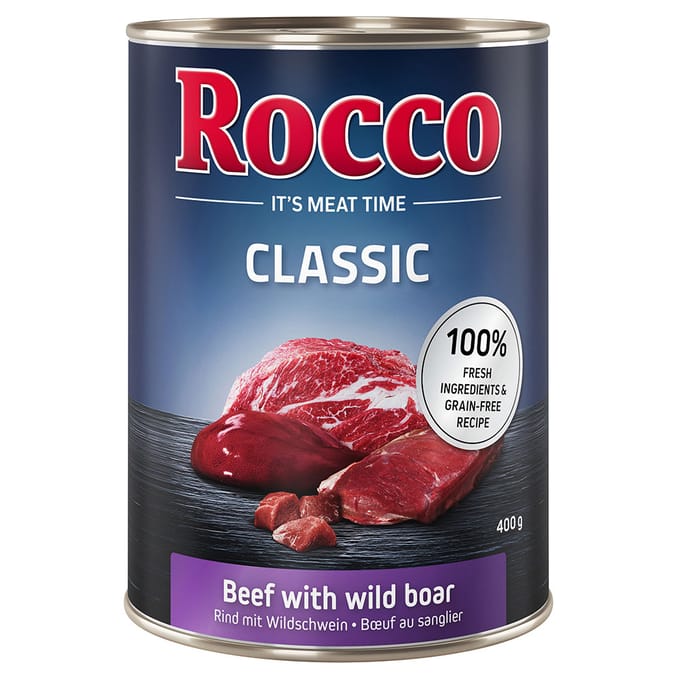 24x400g Rund met Wild Zwijn Rocco Classic Hondenvoer