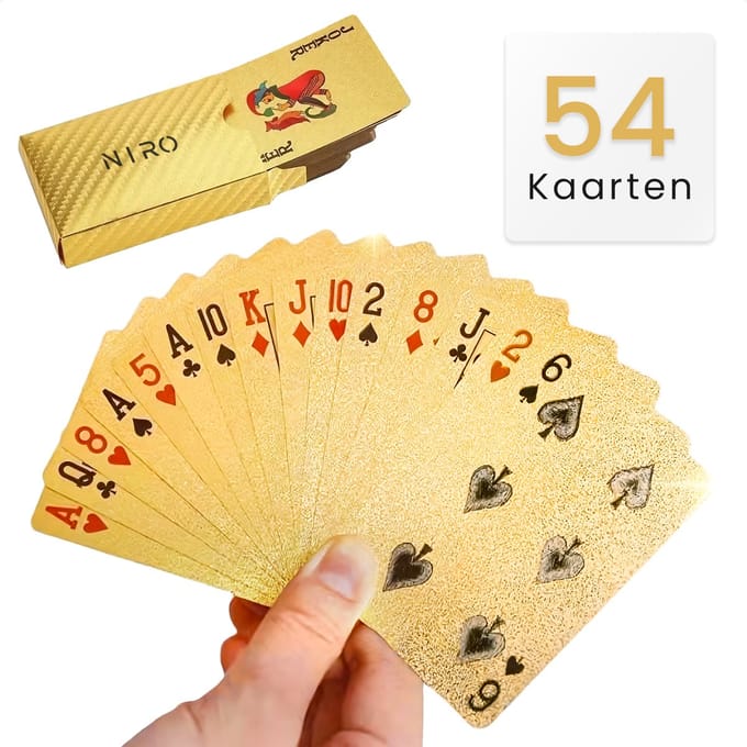Sunny Tree Gouden Speelkaarten - Pokerkaarten - Waterdicht - Drankspel - Cadeau - Kaartspel