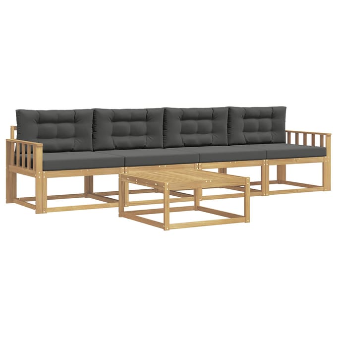 vidaXL - Buiten - bank - set - 4 - st - 4-zits - Wit - en - antracietkleurig