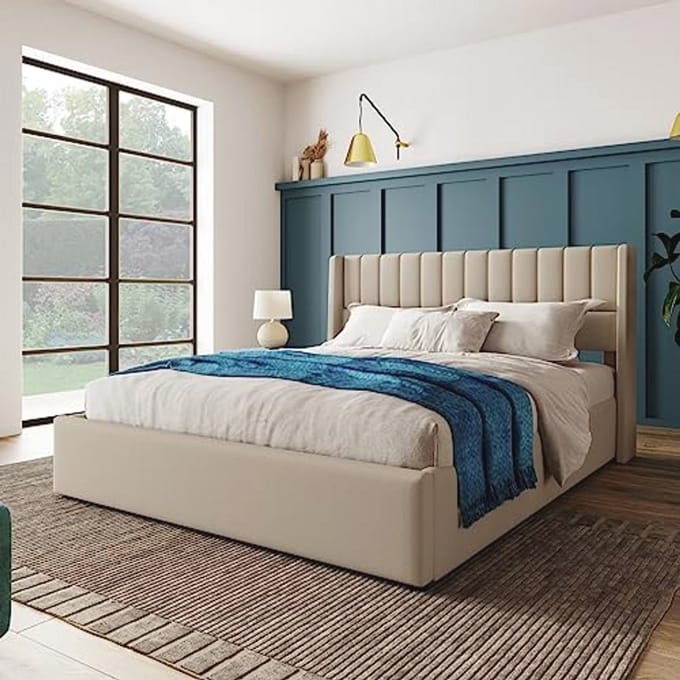Gestoffeerd Bed 140 x 200 cm met Opbergruimte en Lattenbodem