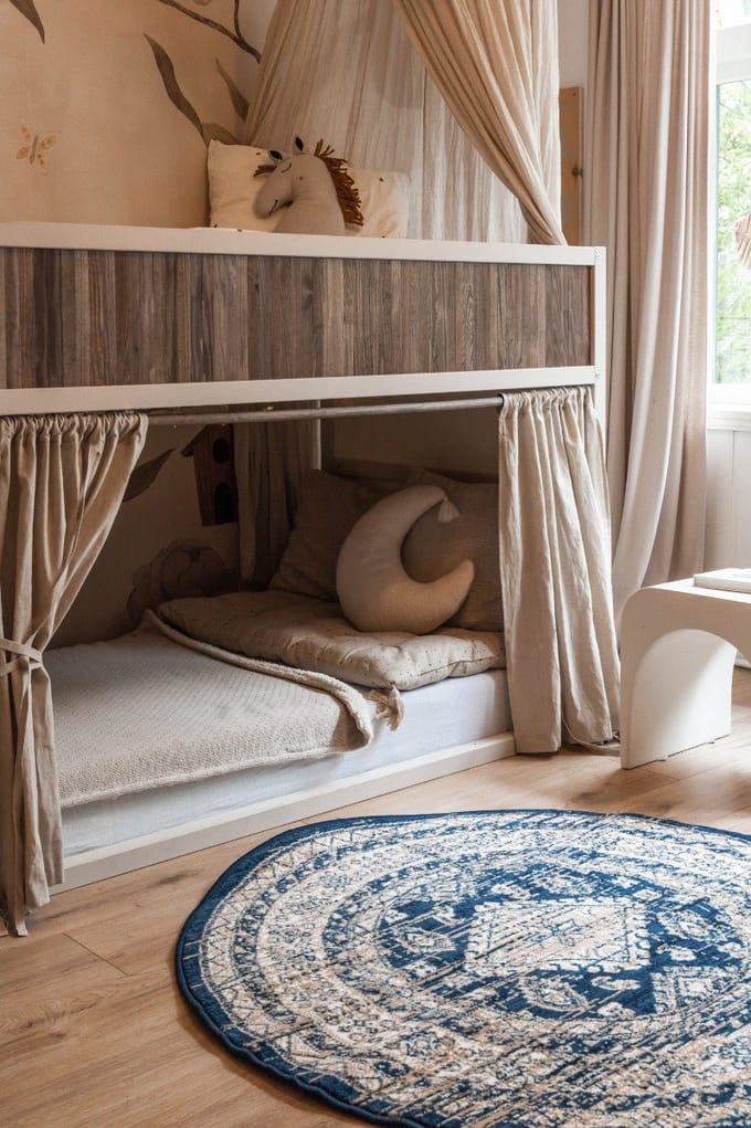 Rond vintage vloerkleed Aila Blauw - Rond 120 Ø - (S)