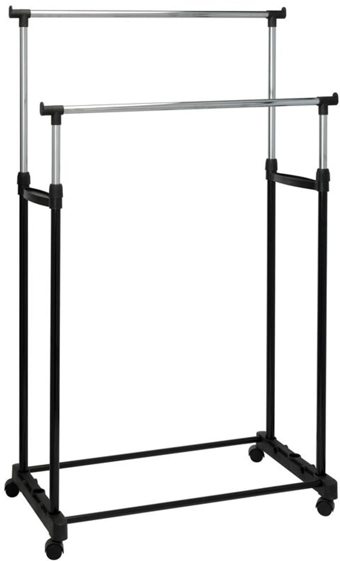 Storage solutions Huismerk Mobiel Dubbel Kledingrek Met Wielen - 86x42x170cm
