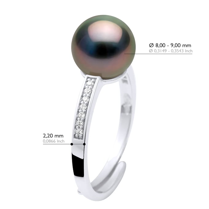 Ring Sieraden - Echte Cultivated Tahiti Parel Rond 8-9 mm