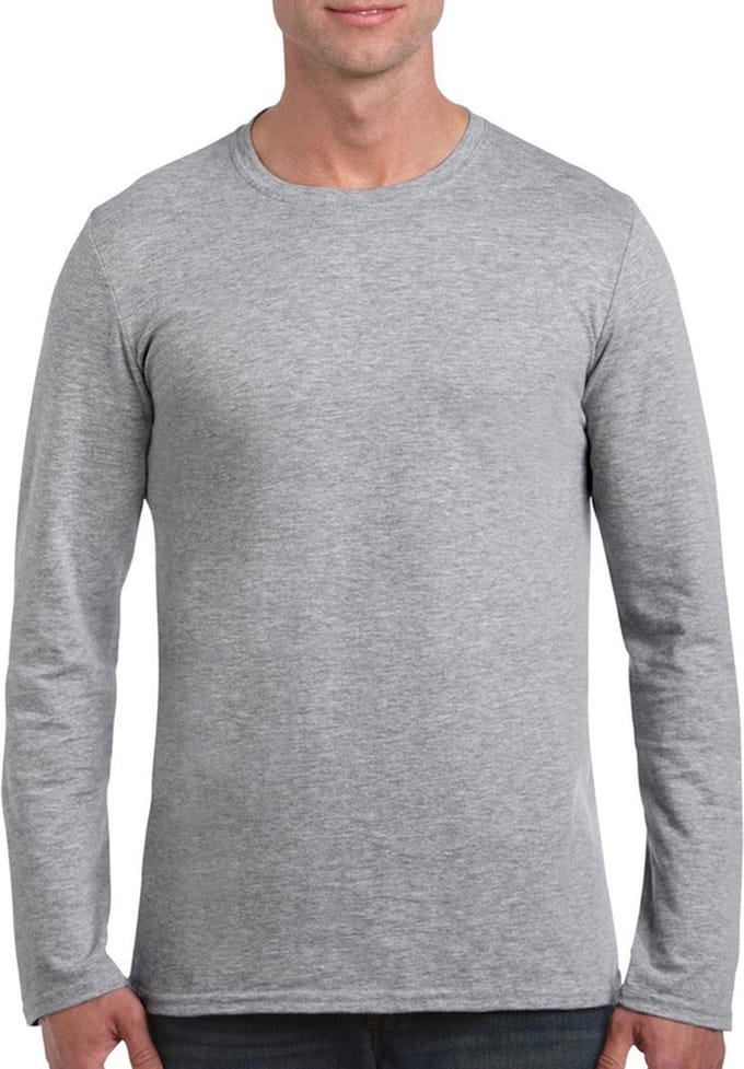 Gildan T-shirt - lange mouwen - grijs - katoen/polyester - dubbel gestikt L