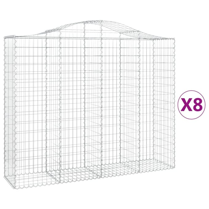 vidaXL - Schanskorven - 8 - st - gewelfd - 200x50x160/180 - cm - ijzer
