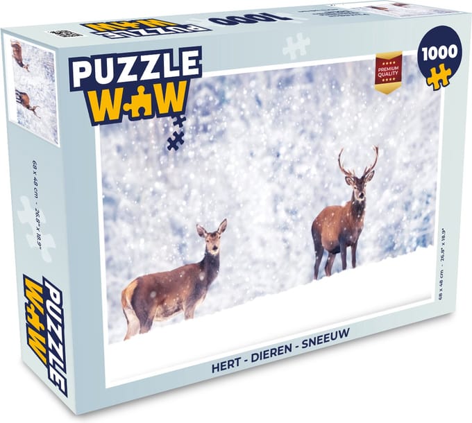 Puzzel Hert - Dieren - Sneeuw - Legpuzzel - Puzzel 1000 stukjes volwassenen