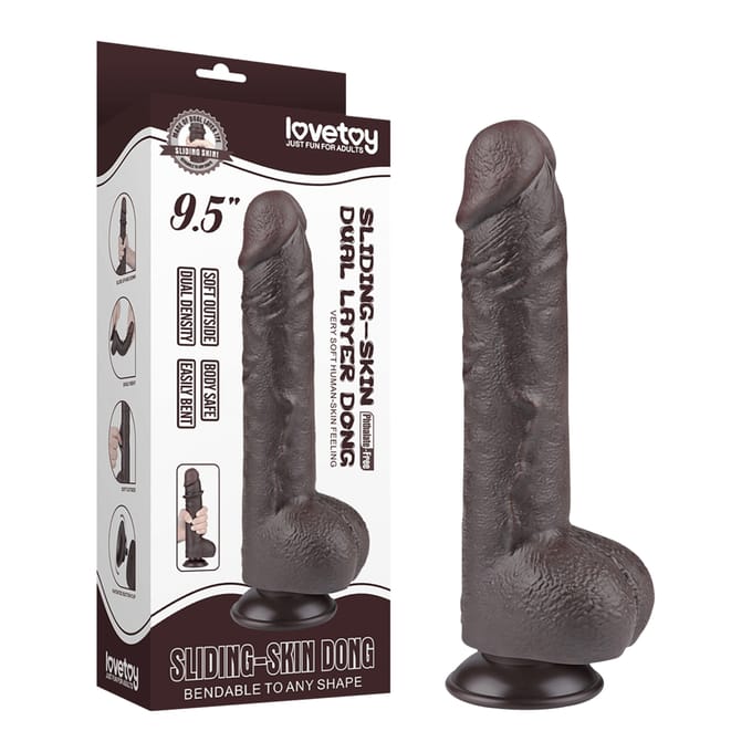 LoveToy - Aftrekbare dildo 24 cm (Ø 4,3 cm) - Zwart