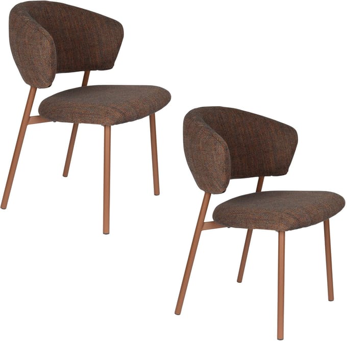 Housecraft Living Jasmine Eetkamerstoelen Gemêleerd Bruin - Set van 2