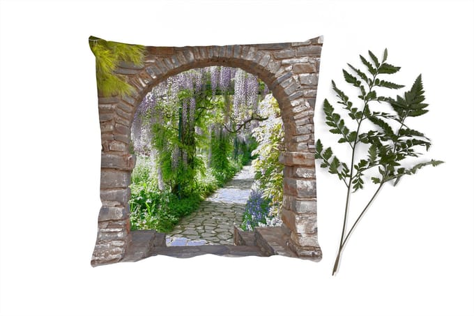 Sierkussens - Kussentjes Woonkamer - 60x60 cm - Bos - Doorkijk - Stenen - Pad