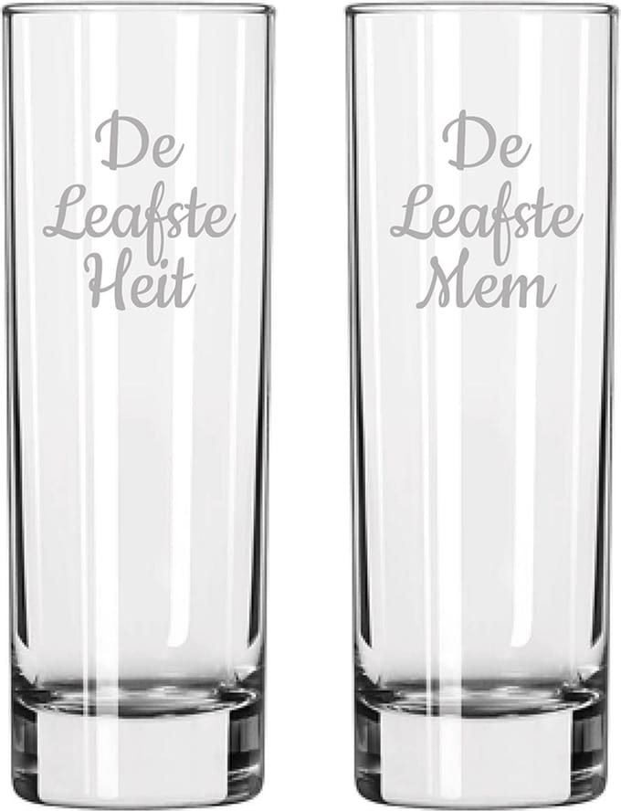 Gegraveerde longdrinkglas 22cl De Leafste Mem-De Leafste Heit
