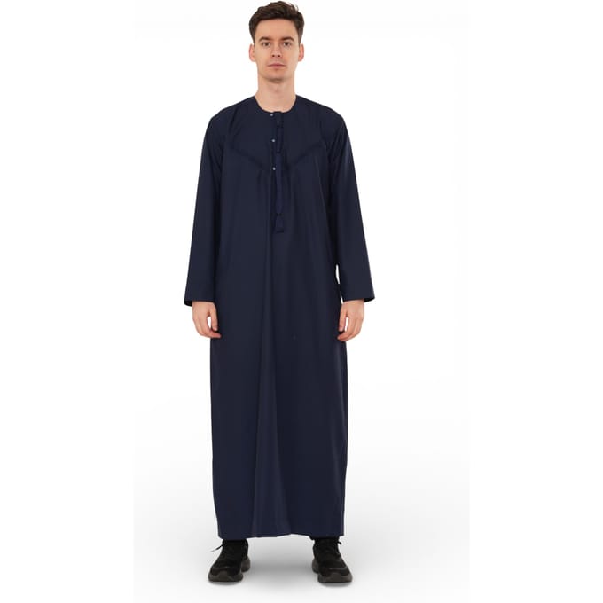 Heren Eid Marineblauw Marokkaanse Jubba Robe Djellaba Ramadan Eid Thobe - HM11