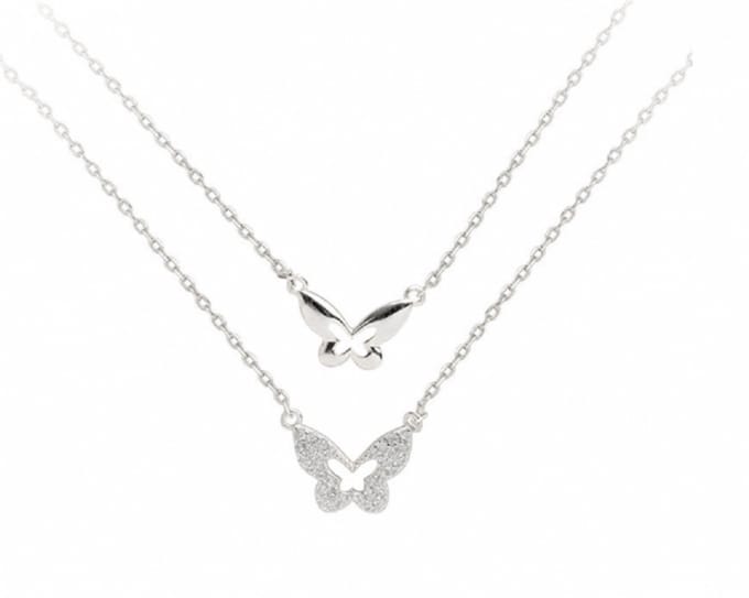 zilveren ketting met vlinders 50 cm- Charme Bijoux