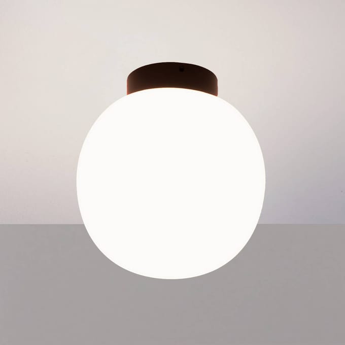 Casablanca plafondlamp Acai, wit/zwart, glas, 16 cm, E27