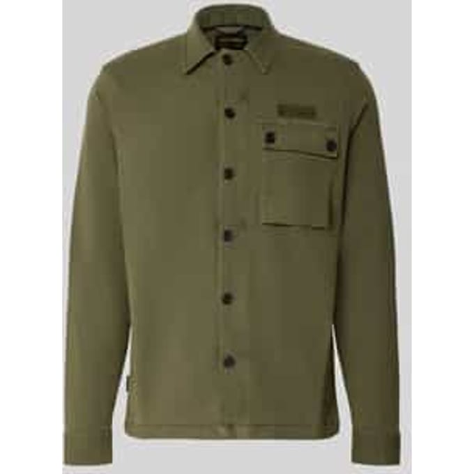regular fit overhemdjack met kentkraag en label-stitching