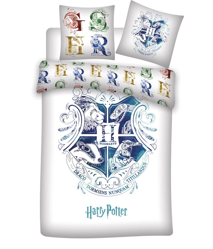 Harry Potter Dekbedovertrek – Hogwarts wit Polyester