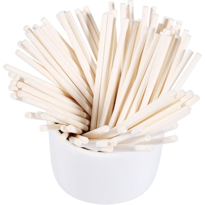 Lot de 100 bâtonnets de sucettes colorés pour bonbons et chocolats, 10 cm, blanc cassé blanc