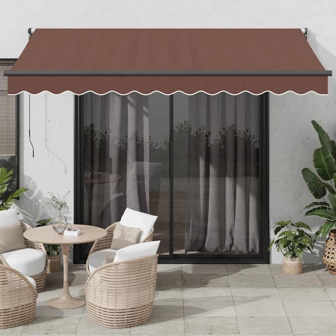 vidaXL - Uitschuifbare - luifel - Geel - met - Witte - Frame - 3,5 - x - 2,5 - m
