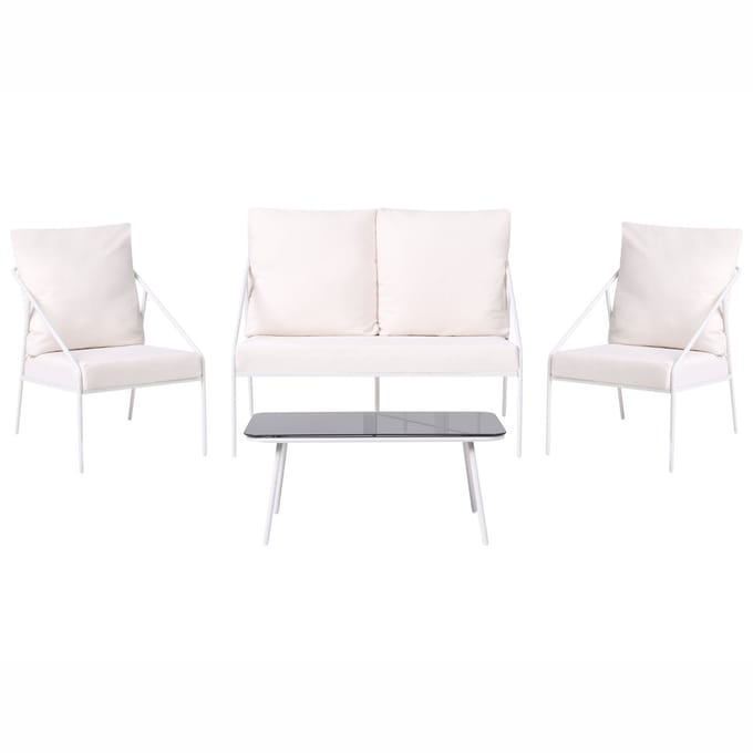 USTICA - Loungeset 4-zits - Wit - Staal