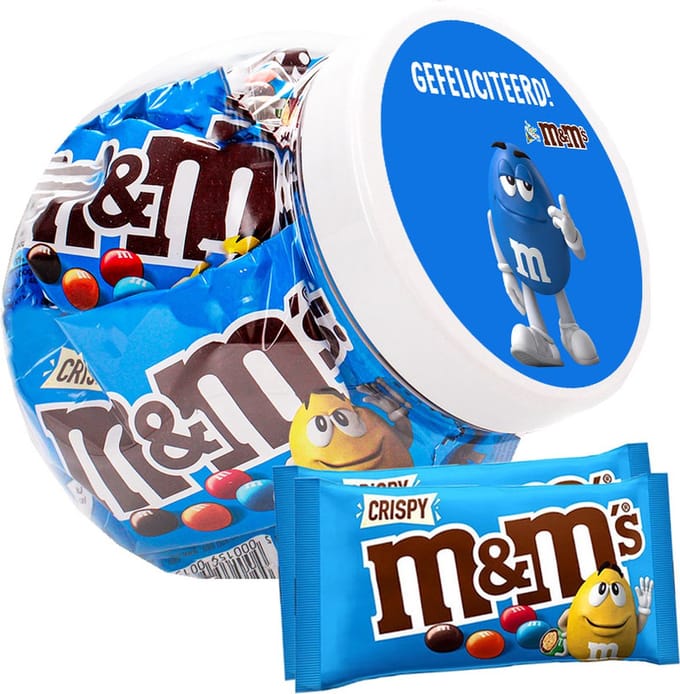 M&M's Crispy chocolade - "Gefeliciteerd" - chocoladecadeau - proficiat - in herbruikbare pot - 360g