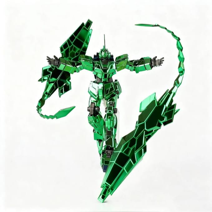 Xingdong Hg 1/144 Unité Phénix Plaqué 3 Mode Licorne Kit de Modèle d'Assemblage Articulé Figurines d'Action Jouets de Collection Cadeaux pour Fans d'Anime vert