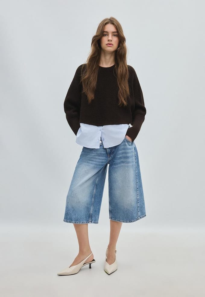 Stradivarius Tricot trui met vleermuismouw  Bruin S