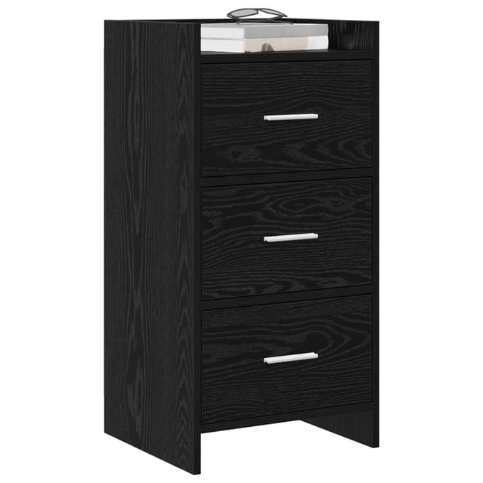 vidaXL - Dressoir - Zwart - eiken - 40 - x - 36 - x - 80 - cm - Bewerkt - hout
