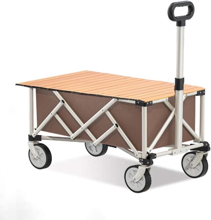Opvouwbare Bolderkar - Strandkar Tuinkar - Buitengebruik - Verstelbaar Handvat - 72x45cm - Bruin