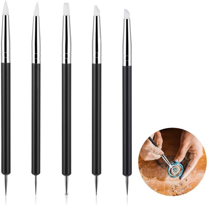 MTTProducts - Kleisculptuur Tools - Siliconen Modelling Pen - 5 Stuks - Rubber Tip