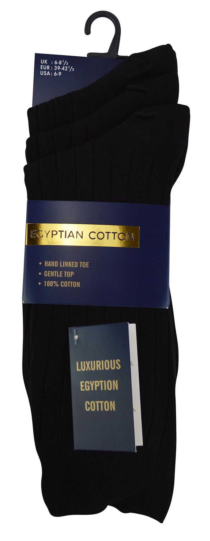 Set van 6 herensokken van 100% naadloos Egyptisch katoen - Zwart