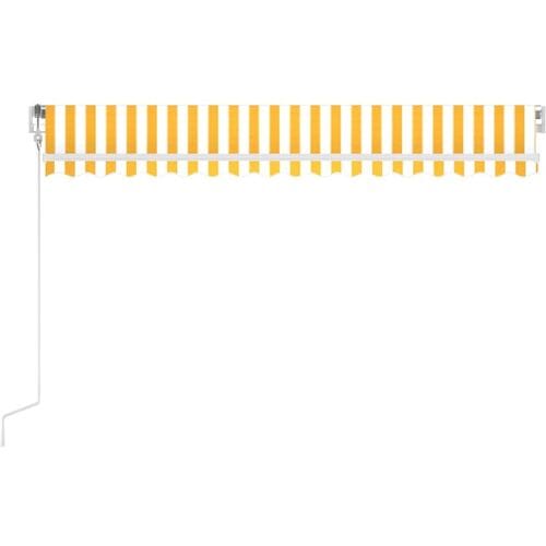 vidaXL - Luifel - automatisch - met - LED - en - windsensor - 400x300 - cm - geel - en - wit
