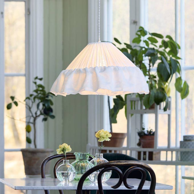 PR Home hanglamp Stina, wit, kap van katoen