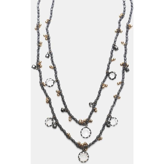 Stradivarius Ketting met kralen  Grijs OS