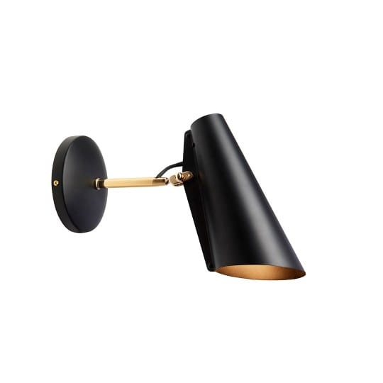 Northern - Birdy wandlamp - zwart/messing - Korte mouw