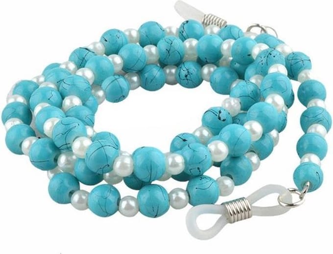 Fako Bijoux® - Brillenkoord - Natuursteen - Turquoise - 6.5mm - 70cm