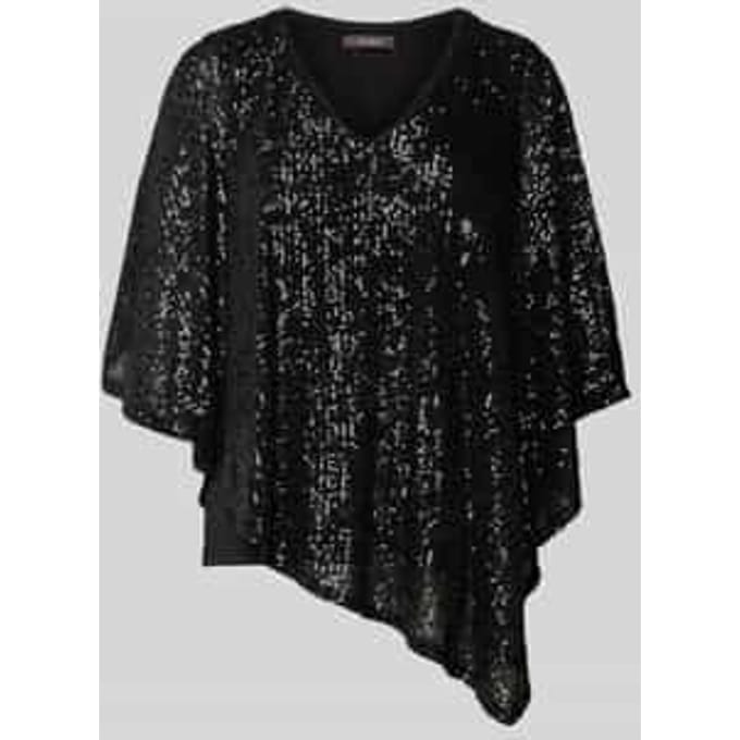Blousenshirt met pailletten en V-hals