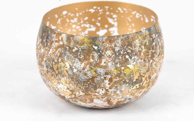 Rasteli - Windlicht - metaal - goud - D17 x H11 cm