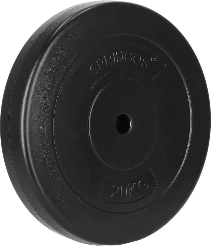 Springos Halterschijf | 1 x 20 kg | Kunststof | Zwart