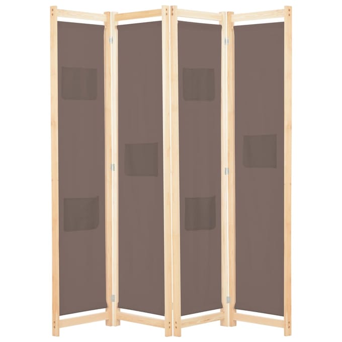 vidaXL - Kamerscherm - met - 4 - panelen - 160x170x4 - cm - stof - bruin