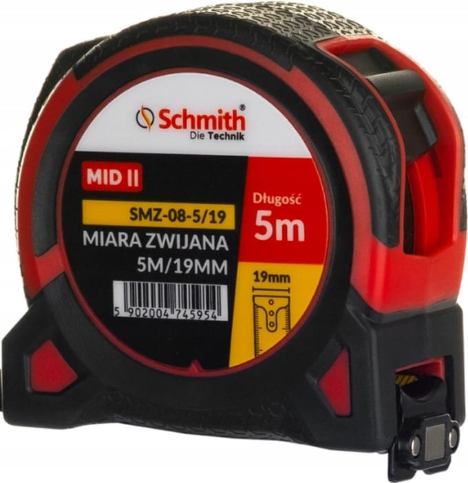 Schmith Rolbandmaat 5m x 19mm met Magneet en Karabijn