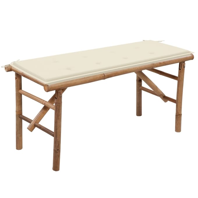 vidaXL - Tuinbank - inklapbaar - met - kussen - 118 - cm - bamboe
