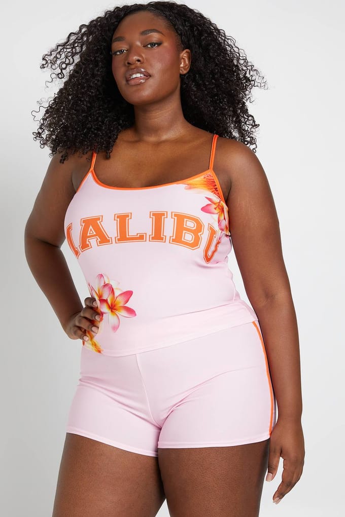 boohoo Dames Plus Malibu Mini Short | Baby Pink | Maat: 24