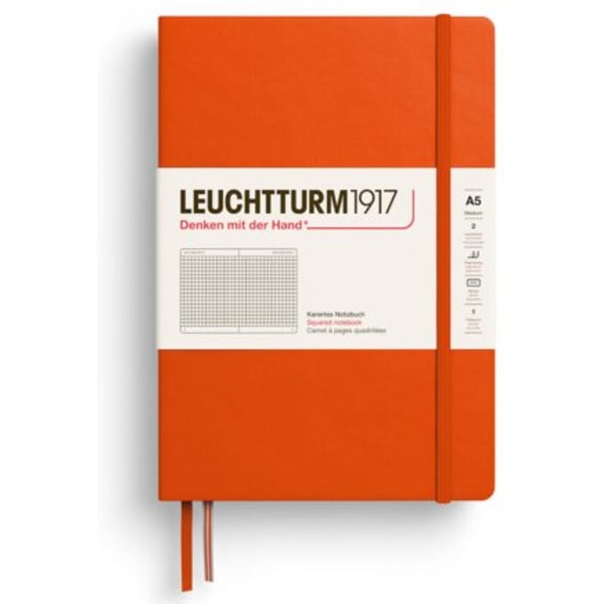Leuchtturm1917 notitieboekje, hardcover, medium a5, geruit, pumpkin