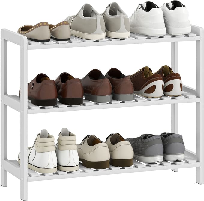HOMCOM Schoenenrek - Grenenhout - 70x26x57,5cm - Wit