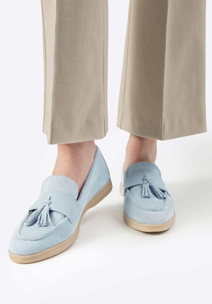 Wittchen Dames Suède Loafers met Kwastje Blauw