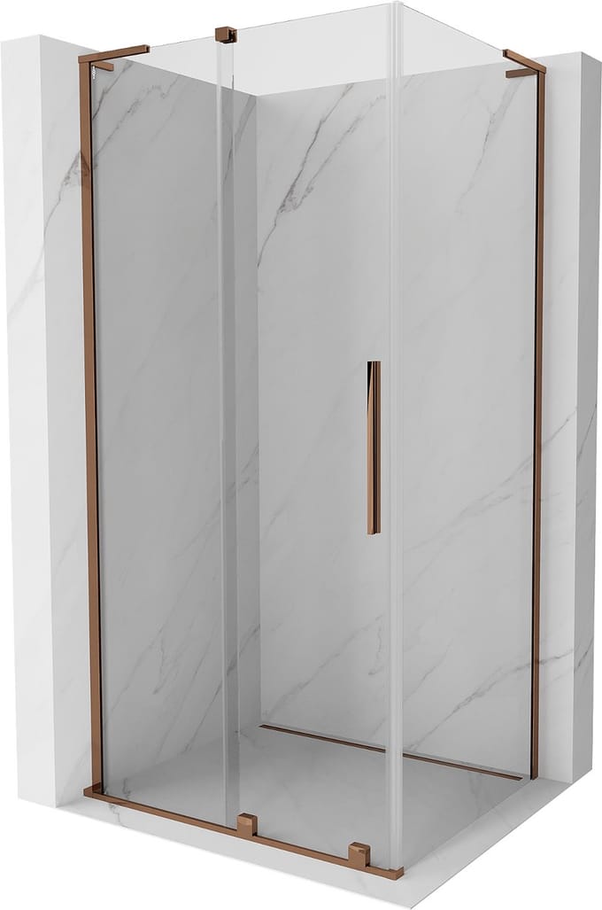 Mexen Velar L schuifbare douchecabine 110 x 85 , transparant, rozegoud - 871-110-085-03-60