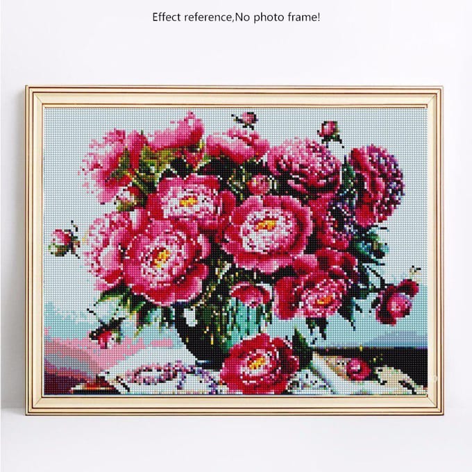 Peinture Diamant Ronde Complète Arrivée Fleurs Broderie Diamant Vente Photos 20X30 pink