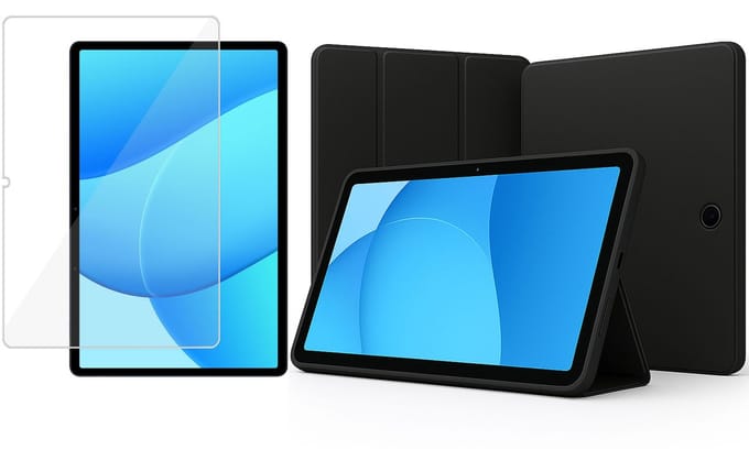 TechNow Hoesje + Screenprotector geschikt voor OPPO Pad SE / OnePlus Pad Lite Hoesje – Glas - Extreme Shock Case – Smart Case - Zwart