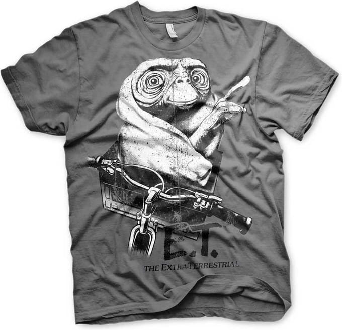 E.T. Heren Tshirt -S- Biking Distressed Grijs