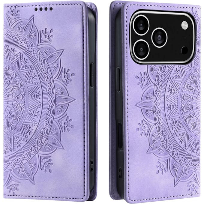 Comfycase Apple iPhone 17 Pro Soft Mandala Bookcase Paars